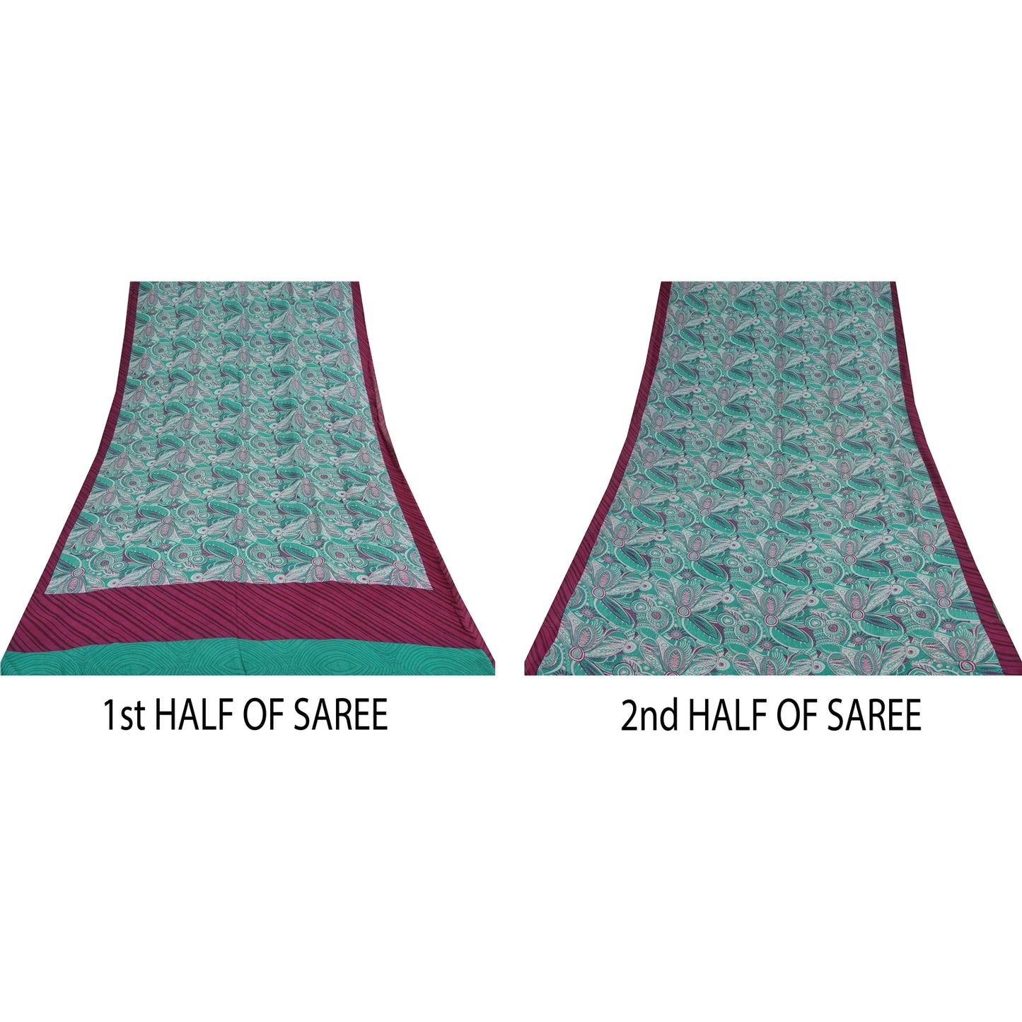 Sanskriti Vintage Sarees Blue 100% Pure Georgette Silk Printed Sari Craft Sustainable Fabric