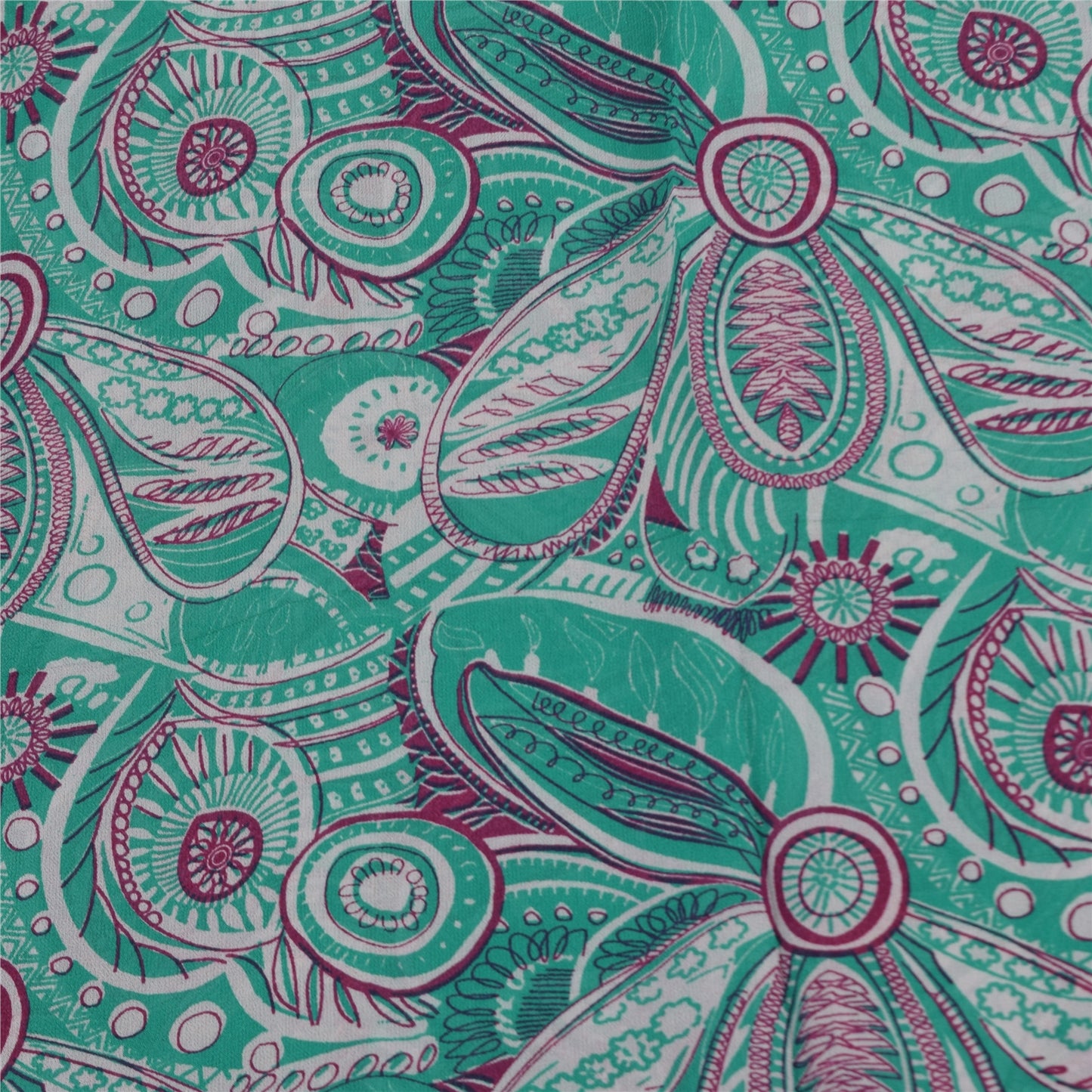 Sanskriti Vintage Sarees Blue 100% Pure Georgette Silk Printed Sari Craft Sustainable Fabric