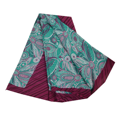 Sanskriti Vintage Sarees Blue 100% Pure Georgette Silk Printed Sari Craft Sustainable Fabric