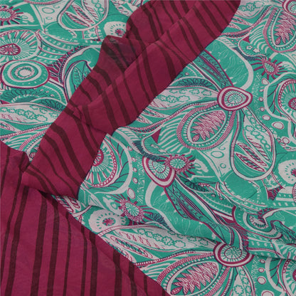 Sanskriti Vintage Sarees Blue 100% Pure Georgette Silk Printed Sari Craft Sustainable Fabric