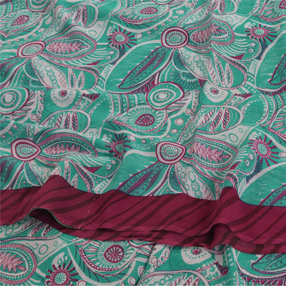 Sanskriti Vintage Sarees Blue 100% Pure Georgette Silk Printed Sari Craft Sustainable Fabric