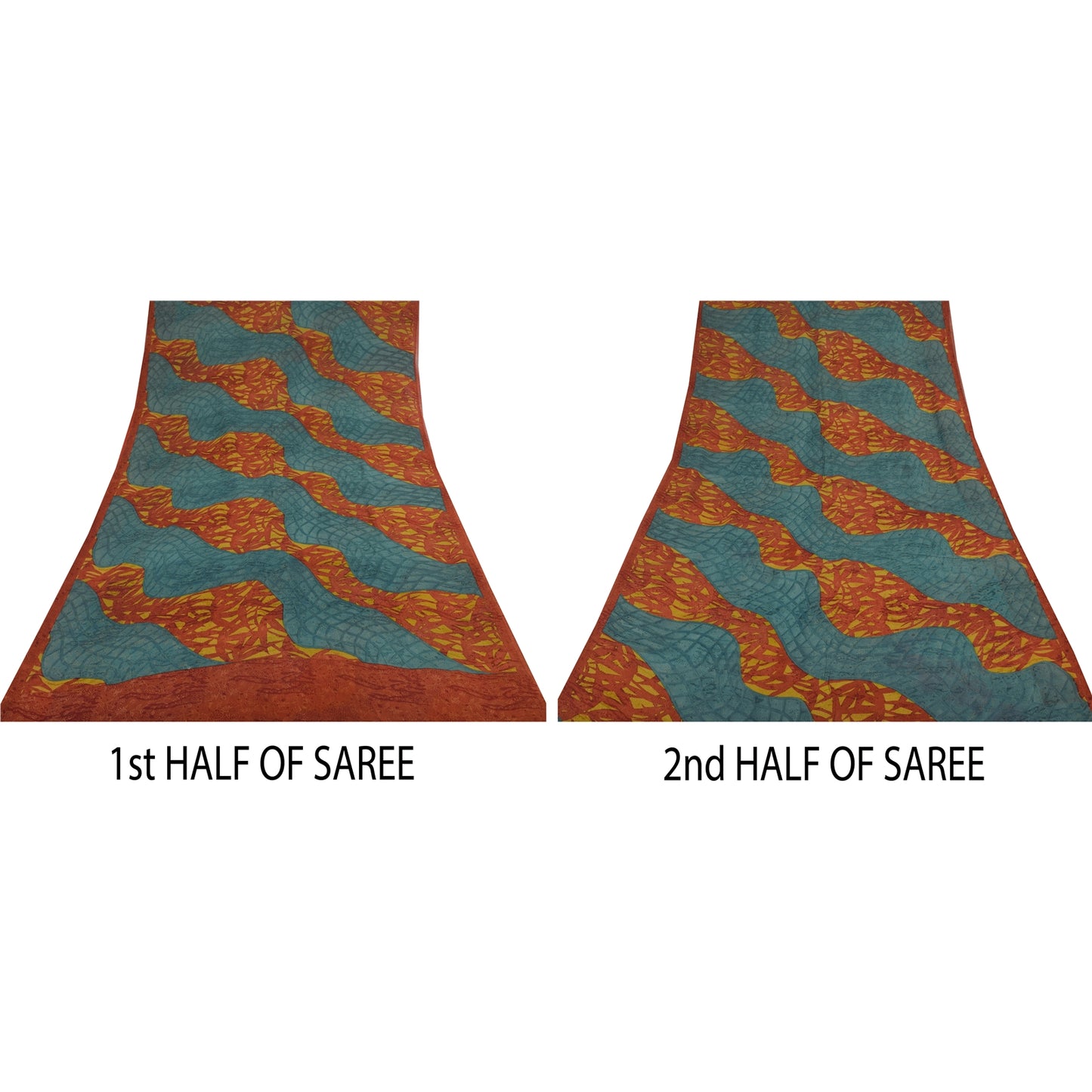 Sanskriti Vintage Sarees Multi Pure Georgette Silk Printed Sari 5yd Craft Sustainable Fabric