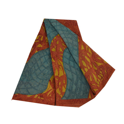 Sanskriti Vintage Sarees Multi Pure Georgette Silk Printed Sari 5yd Craft Sustainable Fabric