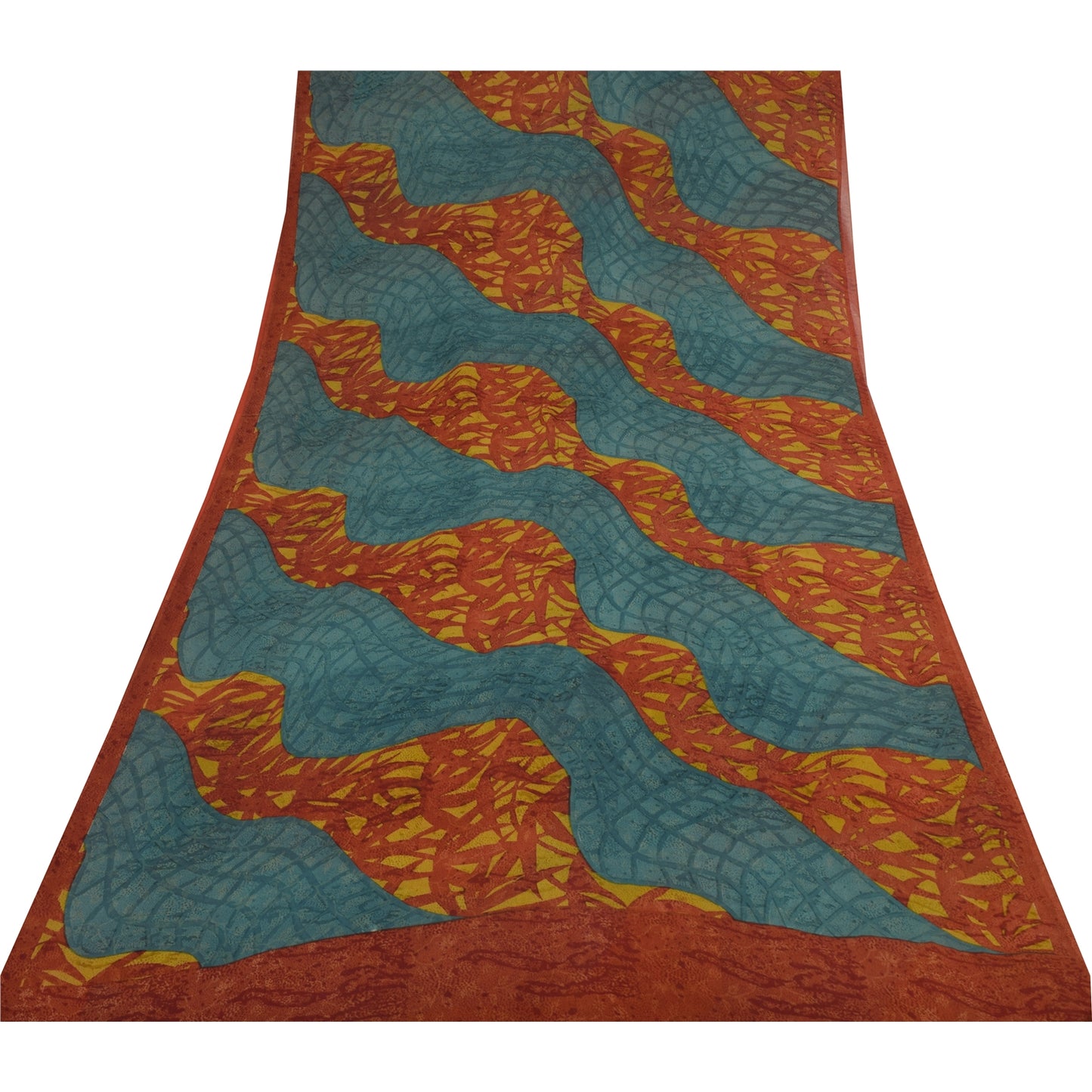 Sanskriti Vintage Sarees Multi Pure Georgette Silk Printed Sari 5yd Craft Sustainable Fabric