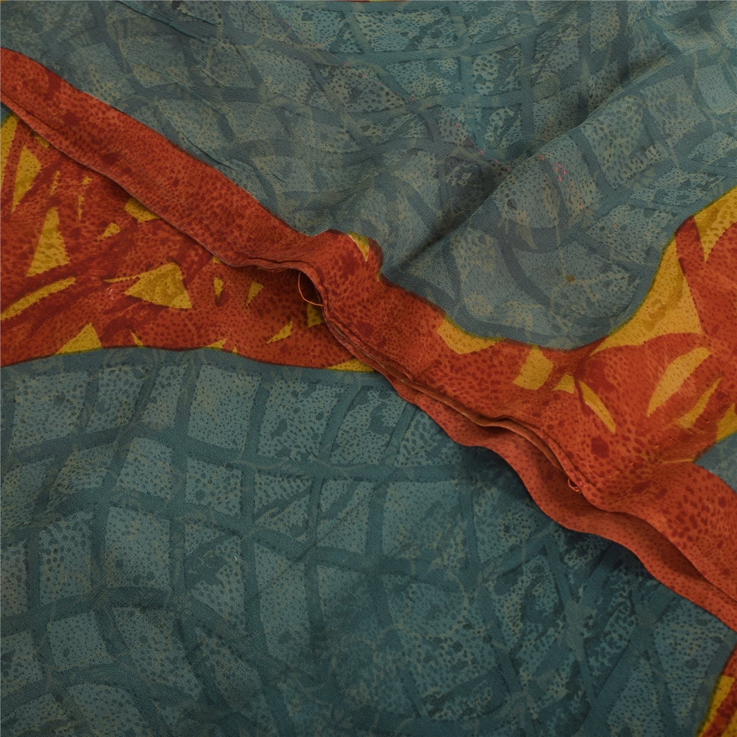 Sanskriti Vintage Sarees Multi Pure Georgette Silk Printed Sari 5yd Craft Sustainable Fabric