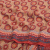 Sanskriti Vintage Sarees Peach/Red Pure Georgette Printed Sari 5yd Craft Sustainable Fabric