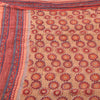 Sanskriti Vintage Sarees Peach/Red Pure Georgette Printed Sari 5yd Craft Sustainable Fabric