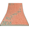 Sanskriti Vintage Sarees Peach Pure Georgette Silk Printed Sari 5yd Craft Sustainable Fabric