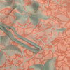 Sanskriti Vintage Sarees Peach Pure Georgette Silk Printed Sari 5yd Craft Sustainable Fabric