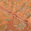 Sanskriti Vintage Sarees Orange Pure Georgette Silk Printed Sari Craft Sustainable Fabric