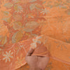 Sanskriti Vintage Sarees Orange Pure Georgette Silk Printed Sari Craft Sustainable Fabric
