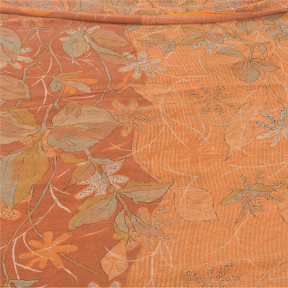 Sanskriti Vintage Sarees Orange Pure Georgette Silk Printed Sari Craft Sustainable Fabric