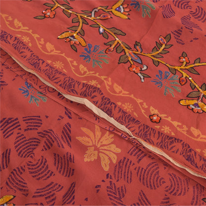 Sanskriti Vintage Sarees Pure Georgette Silk Hand Beaded Print Sari Craft Sustainable Fabric