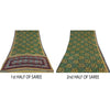 Sanskriti Vintage Sarees Black/Green Pure Georgette Silk Print Sari Craft Sustainable Fabric