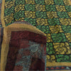 Sanskriti Vintage Sarees Black/Green Pure Georgette Silk Print Sari Craft Sustainable Fabric