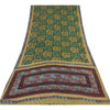Sanskriti Vintage Sarees Black/Green Pure Georgette Silk Print Sari Craft Sustainable Fabric