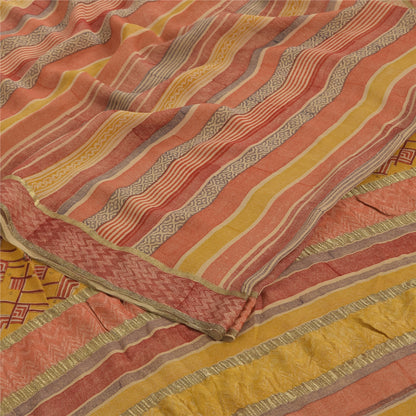 Sanskriti Vintage Sarees Pure Georgette Silk Printed Woven Sari 6yd Craft Sustainable Fabric
