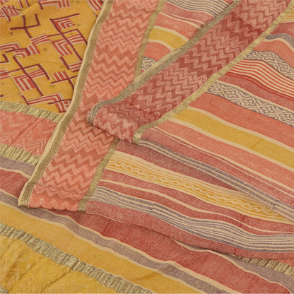 Sanskriti Vintage Sarees Pure Georgette Silk Printed Woven Sari 6yd Craft Sustainable Fabric