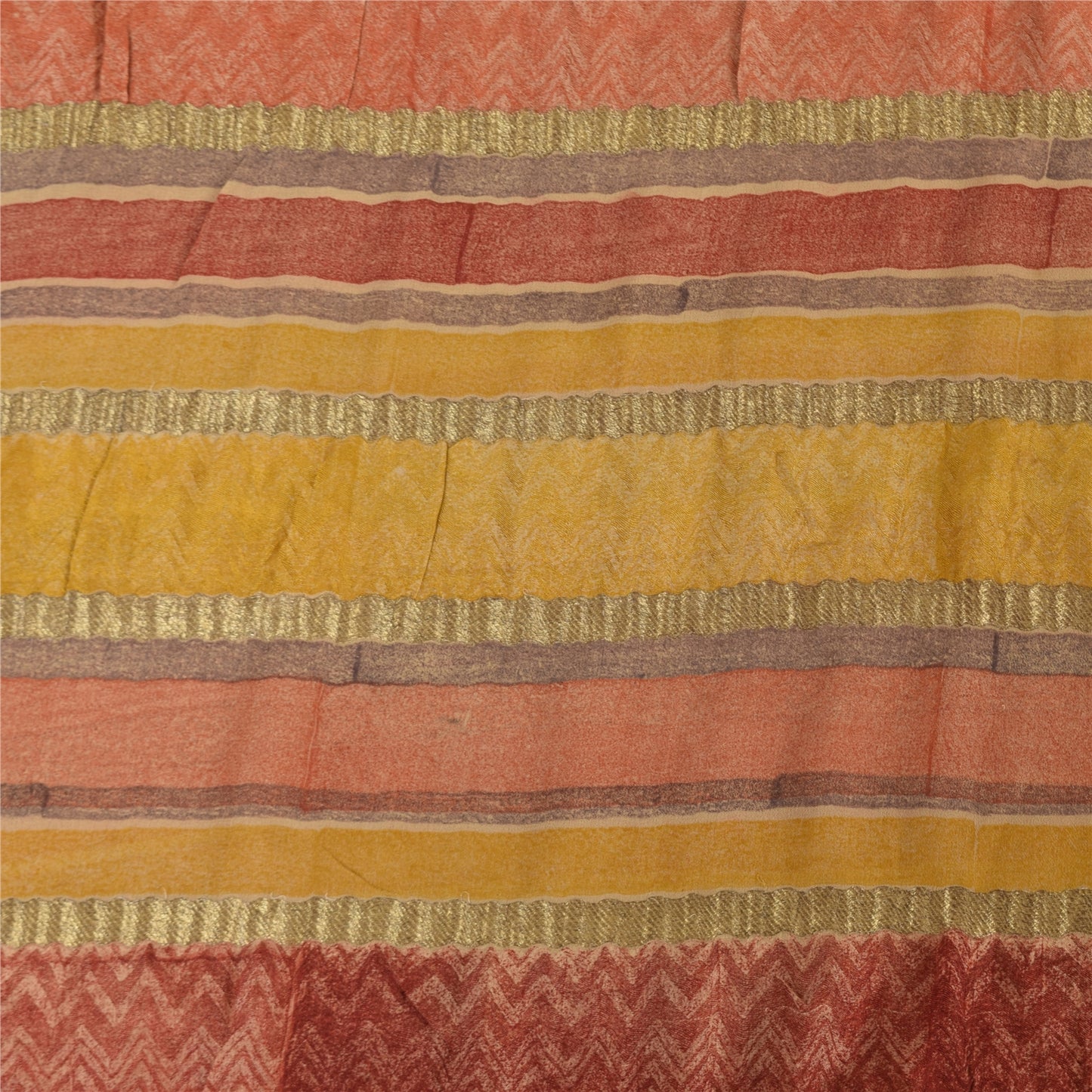 Sanskriti Vintage Sarees Pure Georgette Silk Printed Woven Sari 6yd Craft Sustainable Fabric