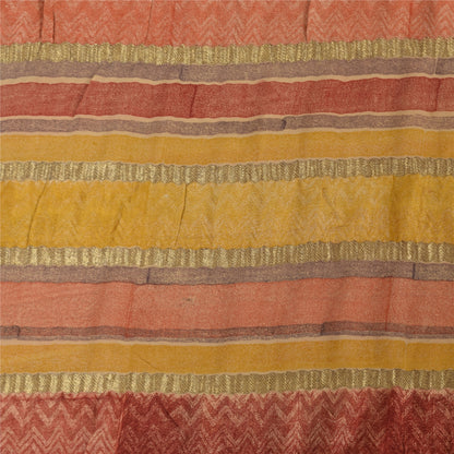 Sanskriti Vintage Sarees Pure Georgette Silk Printed Woven Sari 6yd Craft Sustainable Fabric