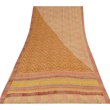 Sanskriti Vintage Sarees Pure Georgette Silk Printed Woven Sari 6yd Craft Sustainable Fabric