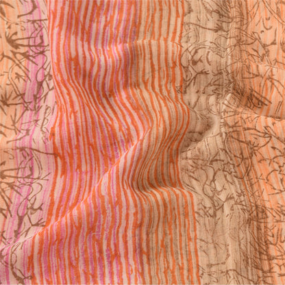 Sanskriti Vintage Sarees Multi Pure Georgette Silk Printed Sari 5yd Craft Sustainable Fabric