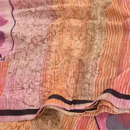 Sanskriti Vintage Sarees Multi Pure Georgette Silk Printed Sari 5yd Craft Sustainable Fabric