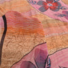 Sanskriti Vintage Sarees Multi Pure Georgette Silk Printed Sari 5yd Craft Sustainable Fabric