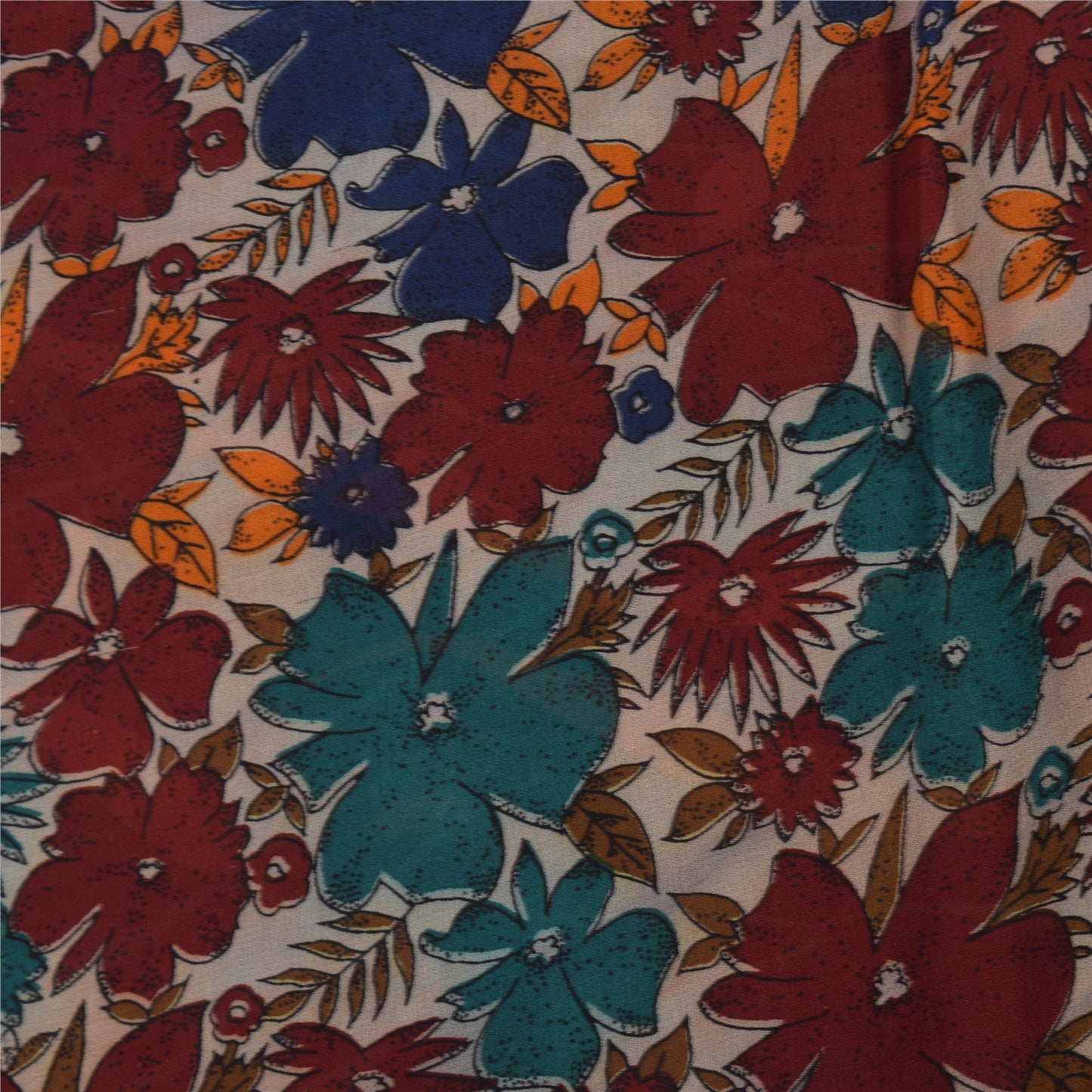 Sanskriti Vintage Sarees Multi Pure Georgette Silk Printed Sari 5yd Craft Sustainable Fabric