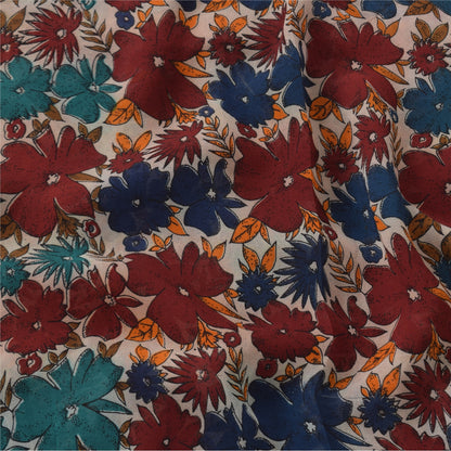 Sanskriti Vintage Sarees Multi Pure Georgette Silk Printed Sari 5yd Craft Sustainable Fabric