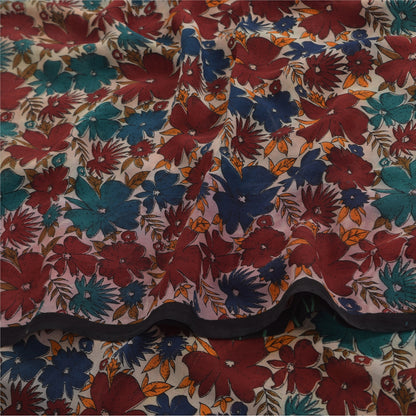 Sanskriti Vintage Sarees Multi Pure Georgette Silk Printed Sari 5yd Craft Sustainable Fabric