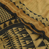 Sanskriti Vintage Sarees Black/Beige Pure Georgette Silk Printed Sari 5yd Sustainable Fabric