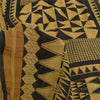 Sanskriti Vintage Sarees Black/Beige Pure Georgette Silk Printed Sari 5yd Sustainable Fabric
