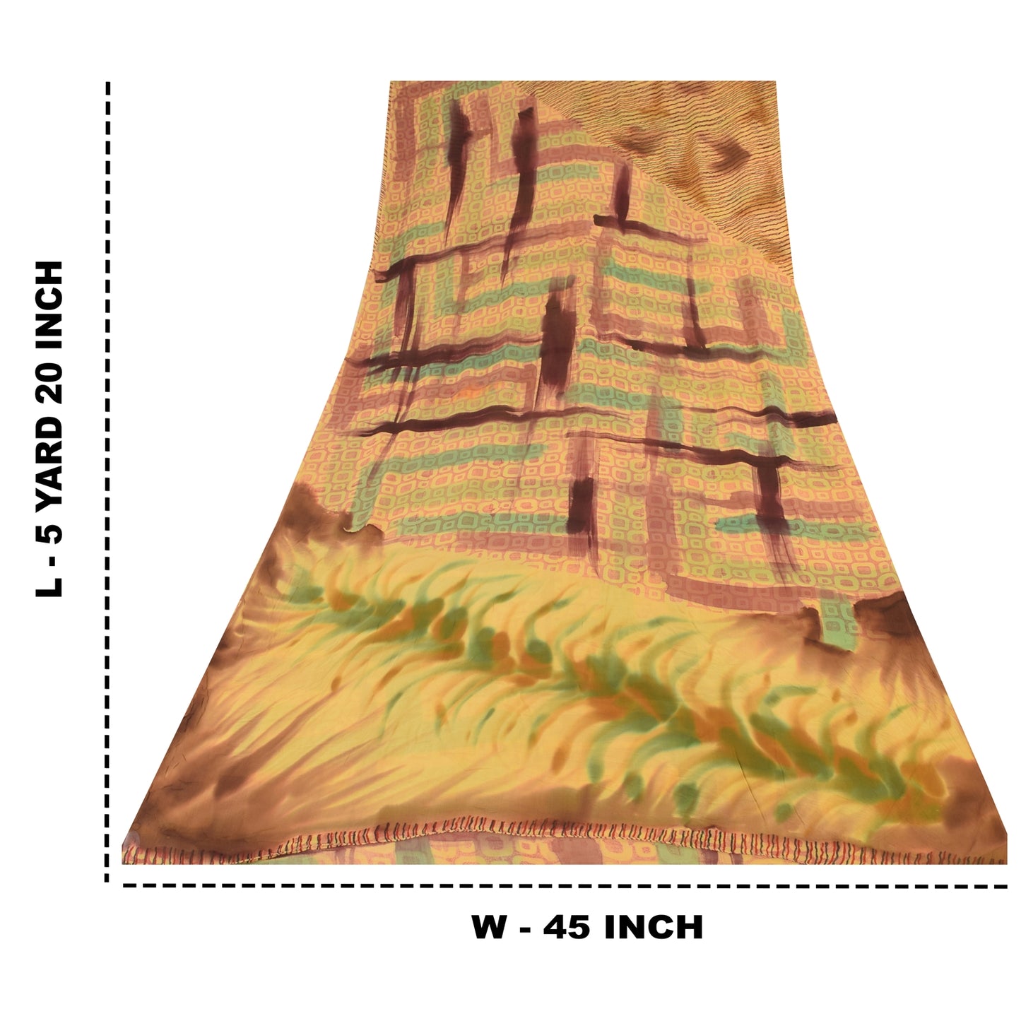 Sanskriti Vintage Sarees Multi Pure Georgette Silk Printed Sari 5yd Craft Sustainable Fabric