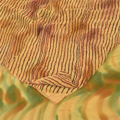 Sanskriti Vintage Sarees Multi Pure Georgette Silk Printed Sari 5yd Craft Sustainable Fabric