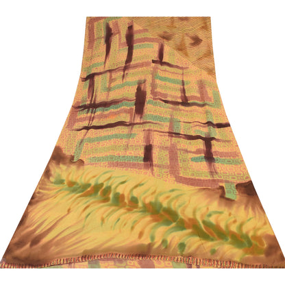 Sanskriti Vintage Sarees Multi Pure Georgette Silk Printed Sari 5yd Craft Sustainable Fabric