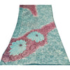Sanskriti Vintage Sarees Sea-Blue Pure Georgette Silk Printed Sari Craft Sustainable Fabric