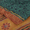 Sanskriti Vintage Sarees Green/Orange Pure Georgette Silk Print Sari 5yd Sustainable Fabric