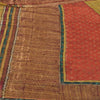 Sanskriti Vintage Sarees Green/Orange Pure Georgette Silk Print Sari 5yd Sustainable Fabric