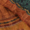 Sanskriti Vintage Sarees Green/Orange Pure Georgette Silk Print Sari 5yd Sustainable Fabric