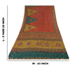 Sanskriti Vintage Sarees Green/Orange Pure Georgette Silk Print Sari 5yd Sustainable Fabric