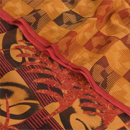 Sanskriti Vintage Sarees Multi Pure Georgette Silk Printed Sari 5yd Craft Sustainable Fabric