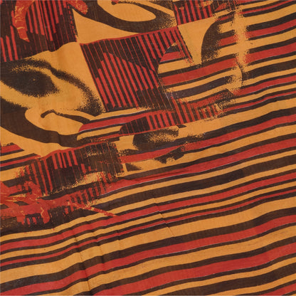 Sanskriti Vintage Sarees Multi Pure Georgette Silk Printed Sari 5yd Craft Sustainable Fabric