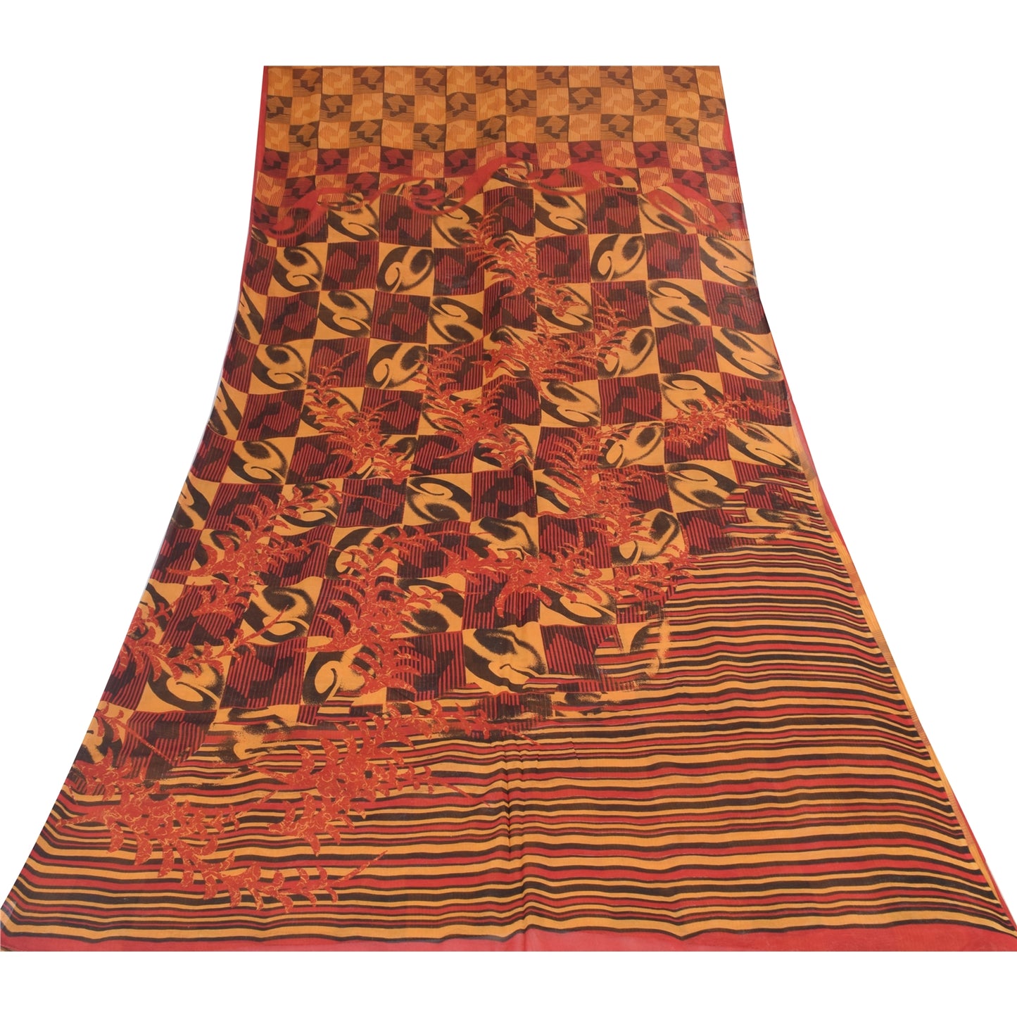 Sanskriti Vintage Sarees Multi Pure Georgette Silk Printed Sari 5yd Craft Sustainable Fabric