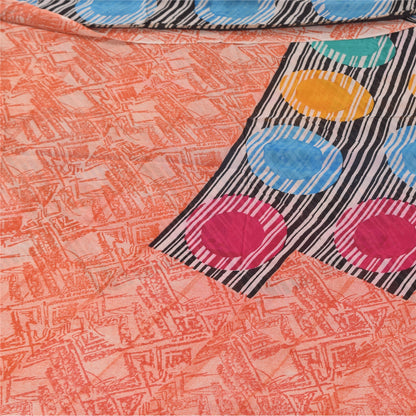 Sanskriti Vintage Sarees Multi Pure Georgette Silk Printed Sari 5yd Craft Sustainable Fabric