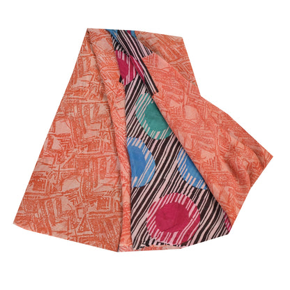 Sanskriti Vintage Sarees Multi Pure Georgette Silk Printed Sari 5yd Craft Sustainable Fabric