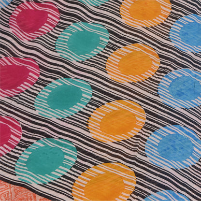 Sanskriti Vintage Sarees Multi Pure Georgette Silk Printed Sari 5yd Craft Sustainable Fabric