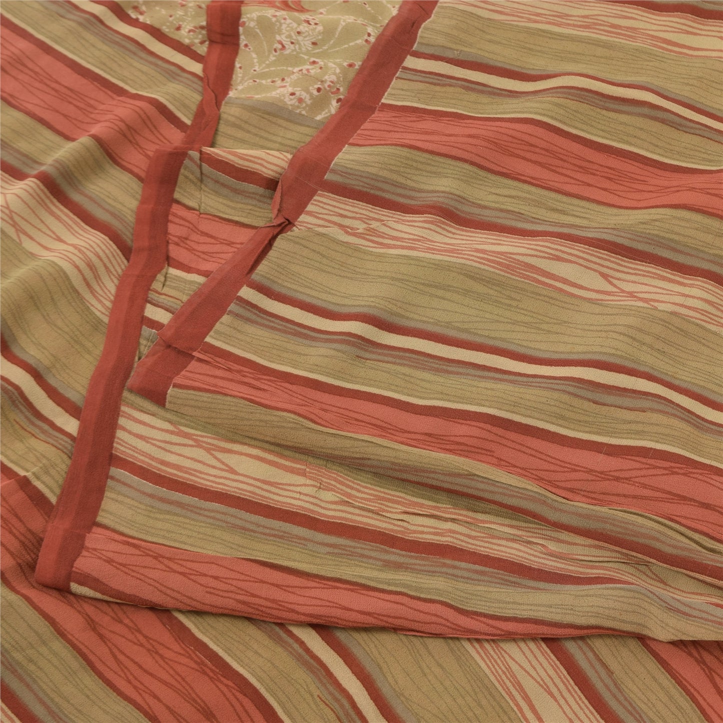 Sanskriti Vintage Sarees Multi Pure Georgette Silk Printed Sari 5yd Craft Sustainable Fabric