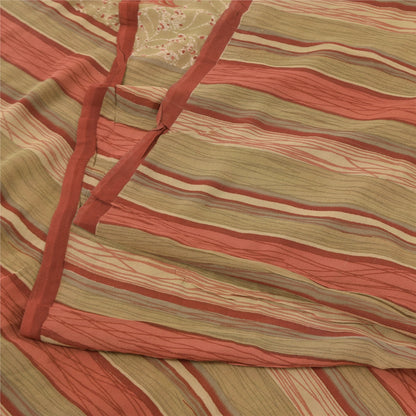 Sanskriti Vintage Sarees Multi Pure Georgette Silk Printed Sari 5yd Craft Sustainable Fabric