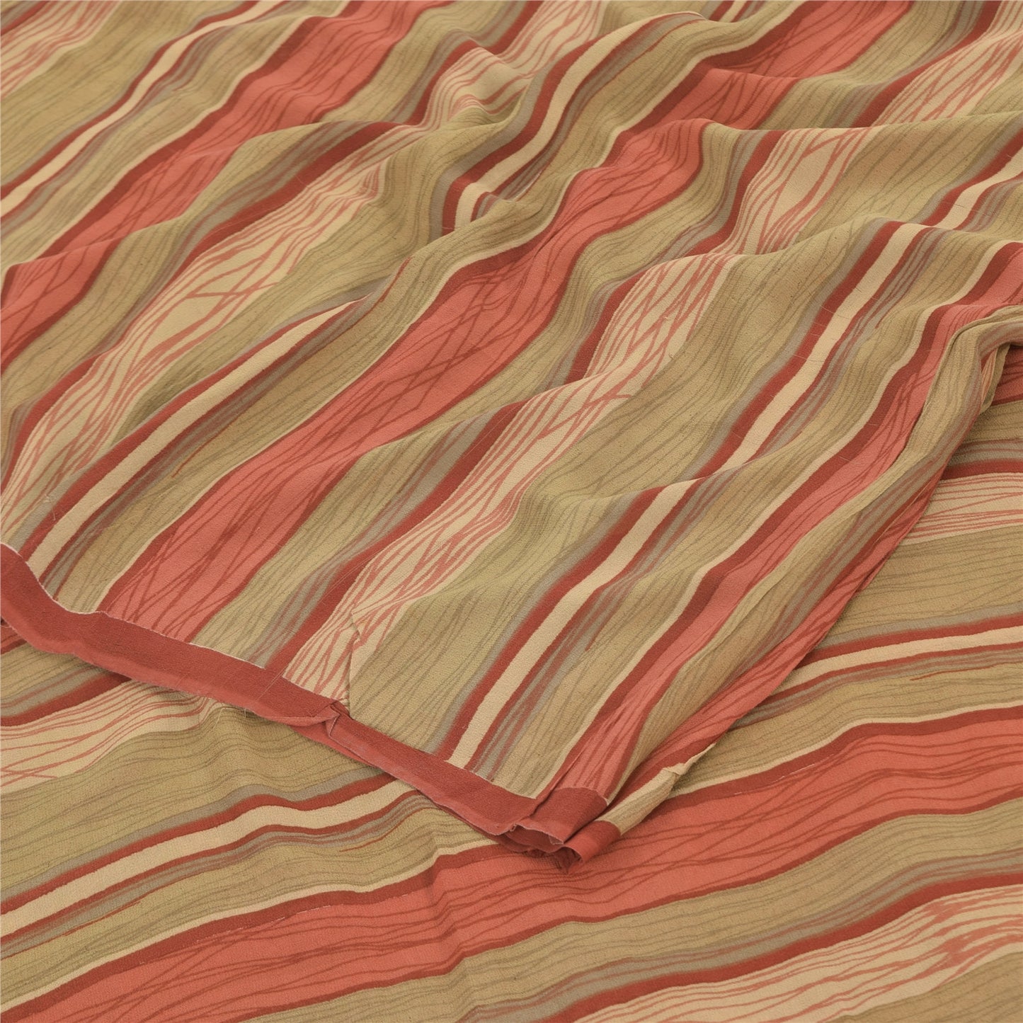 Sanskriti Vintage Sarees Multi Pure Georgette Silk Printed Sari 5yd Craft Sustainable Fabric